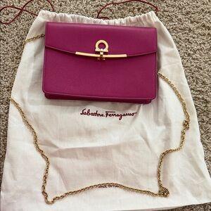 Salvatore Ferragamo Fuchsia Crossbody Bag with Gold Chain
